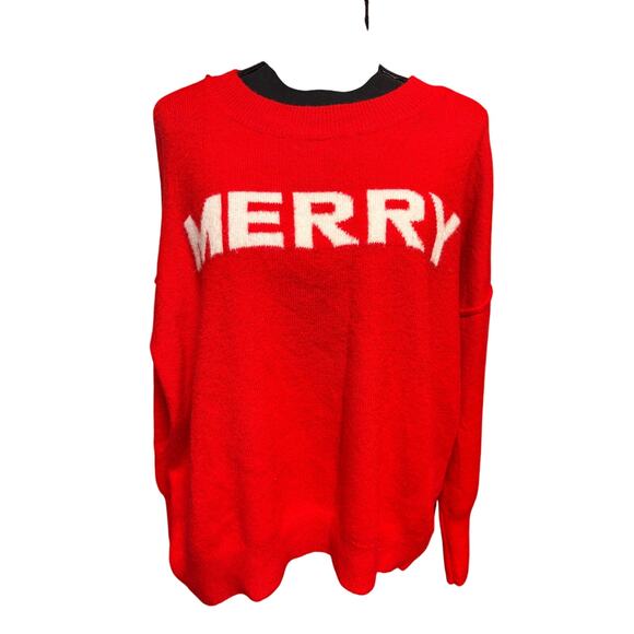 Vince Camuto Christmas Sweater Crew Neck Knit Pullover Cozy Holidays Sz XL Red - Picture 1 of 5